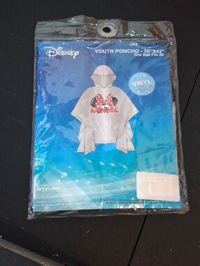 Disney Minnie Hooded Youth Poncho - White, Pink, Black
